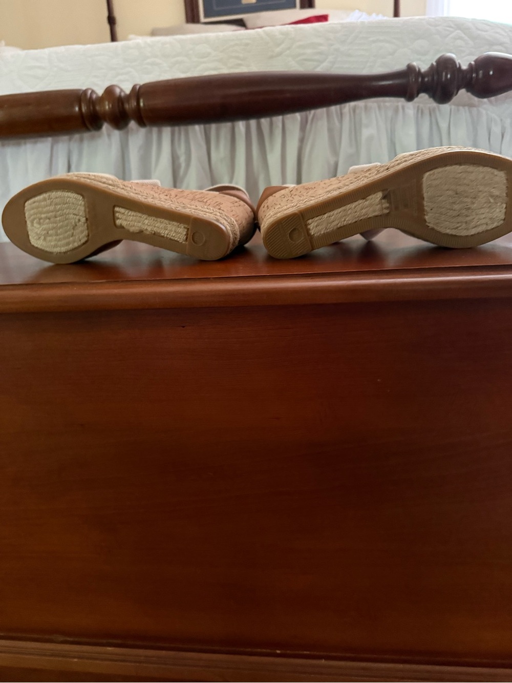 Tory Burch Cream Canvas Espadrille Wedges - Picture 5 of 5